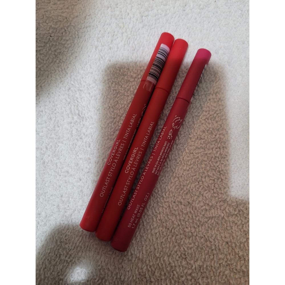 Covergirl Outlast Lipstain Women 1.7ml Red Pink Atomic Love Heat Wave 3pc Set
